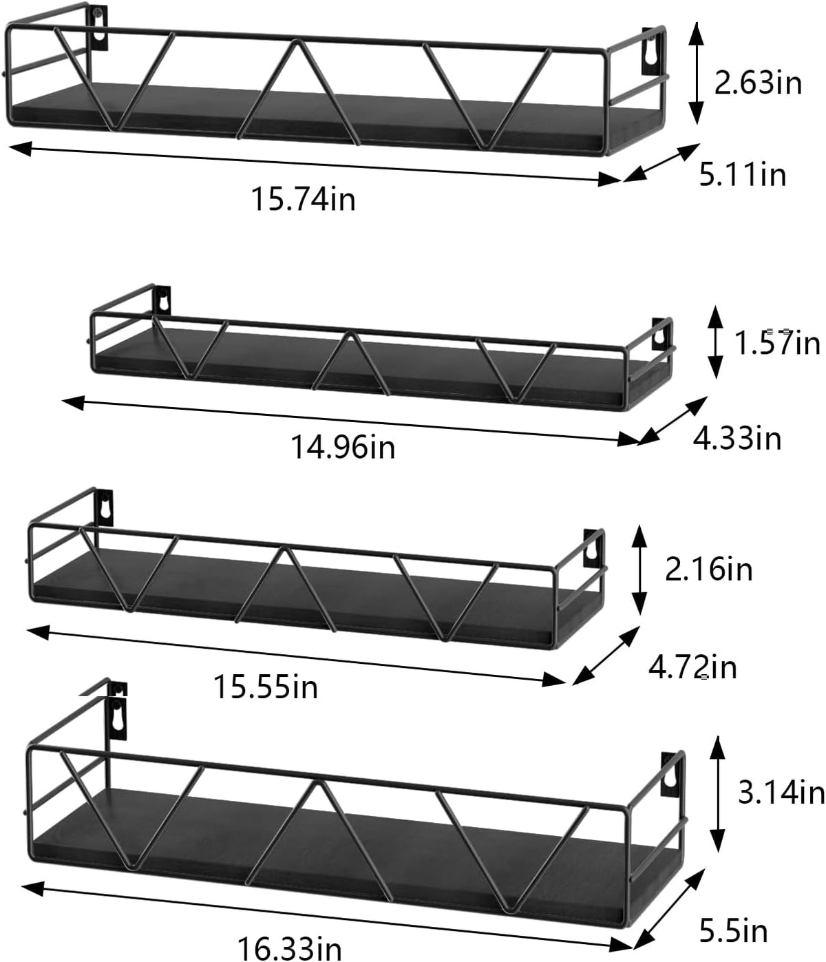 Floating Shelves Set of 3, Wood Wall Shelf, Farmhouse Shelf for Bedroom