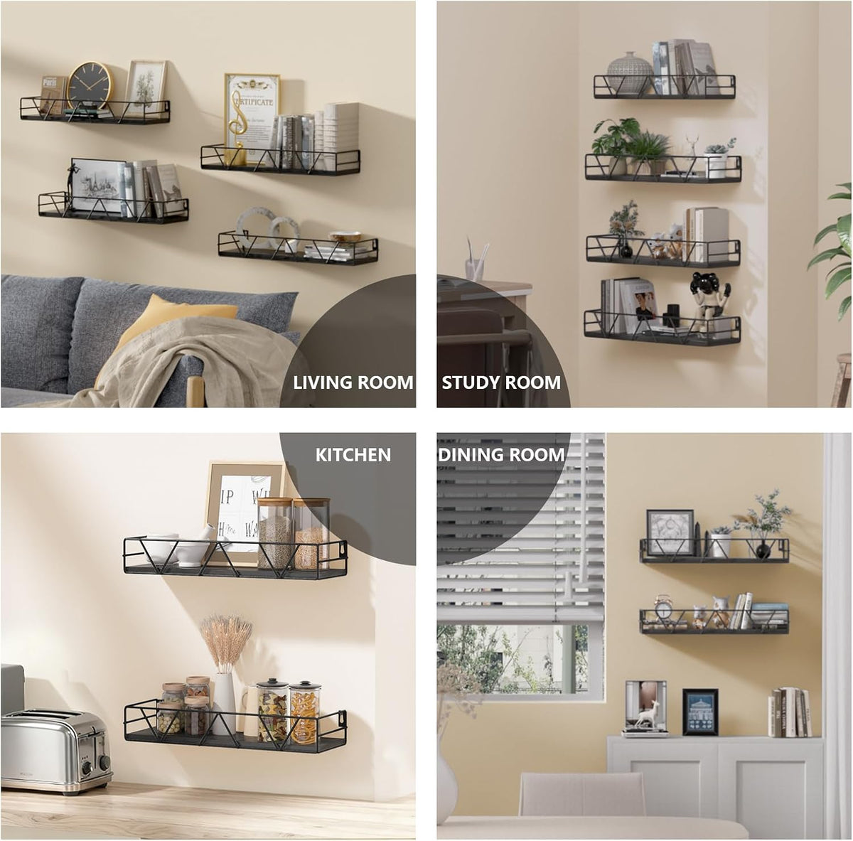 Floating Shelves Set of 3, Wood Wall Shelf, Farmhouse Shelf for Bedroom