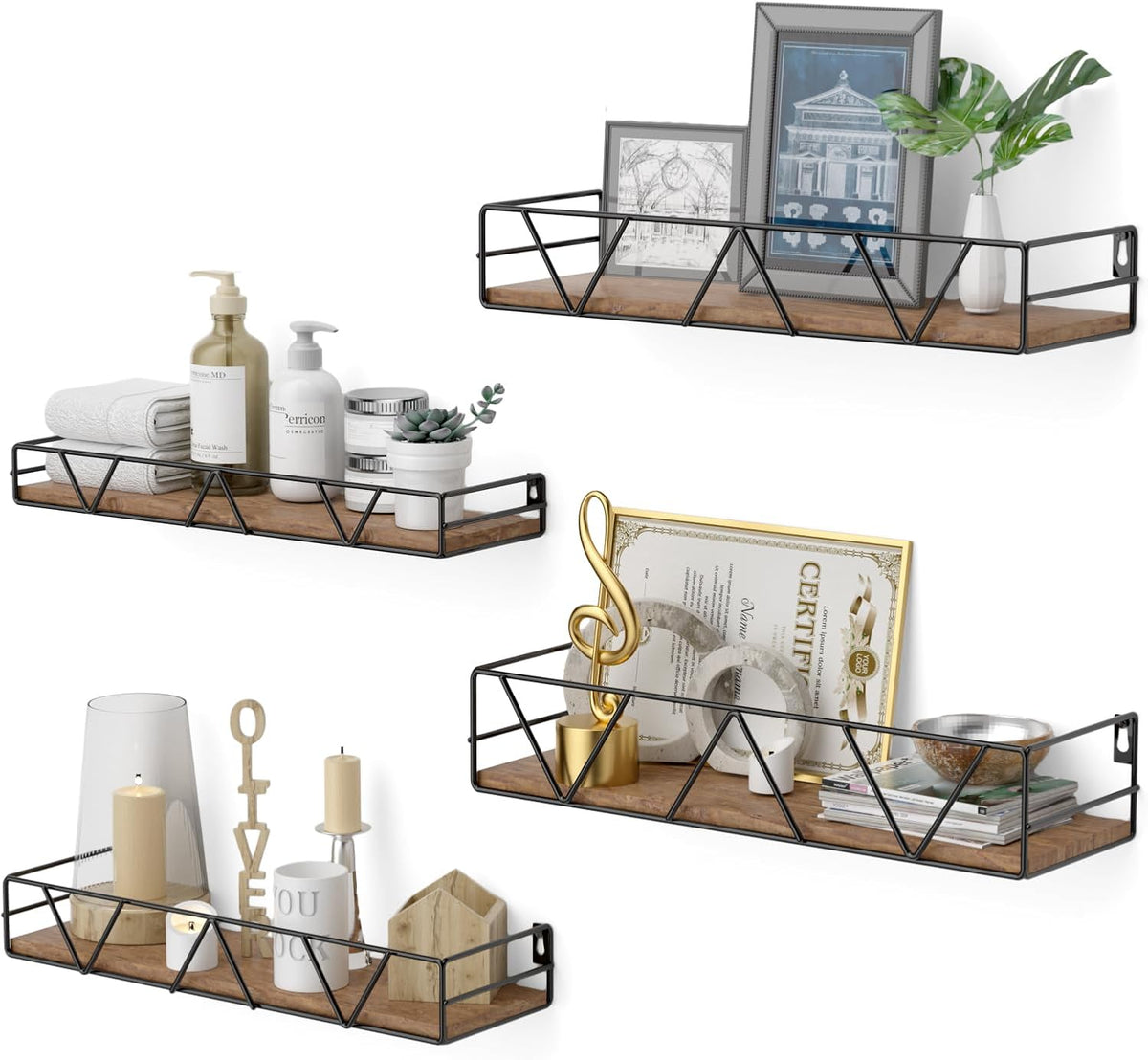 Floating Shelves Set of 3, Wood Wall Shelf, Farmhouse Shelf for Bedroom