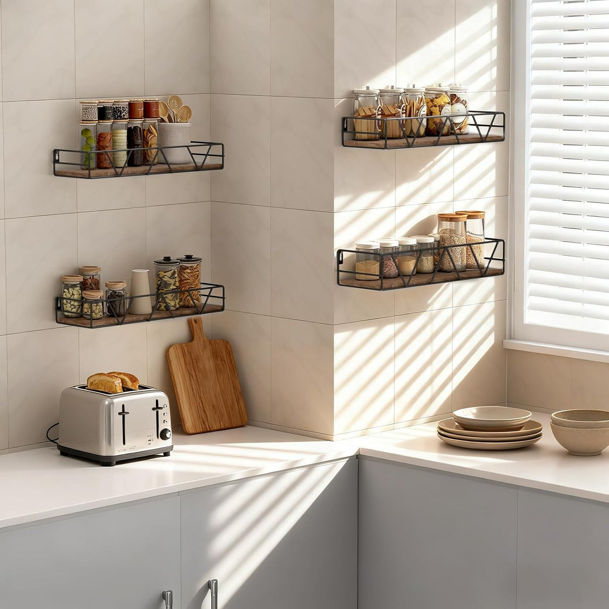 Floating Shelves Set of 3, Wood Wall Shelf, Farmhouse Shelf for Bedroom