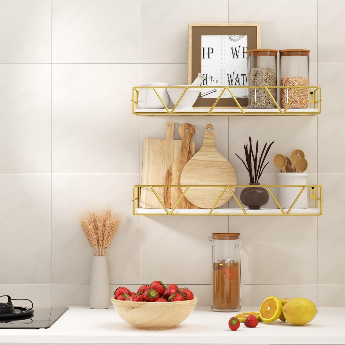 Floating Shelves Set of 3, Wood Wall Shelf, Farmhouse Shelf for Bedroom