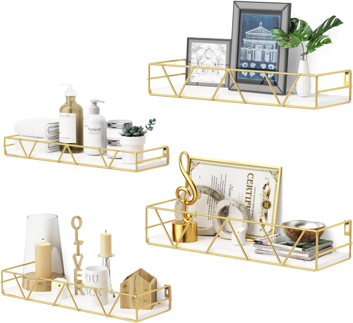 Floating Shelves Set of 3, Wood Wall Shelf, Farmhouse Shelf for Bedroom