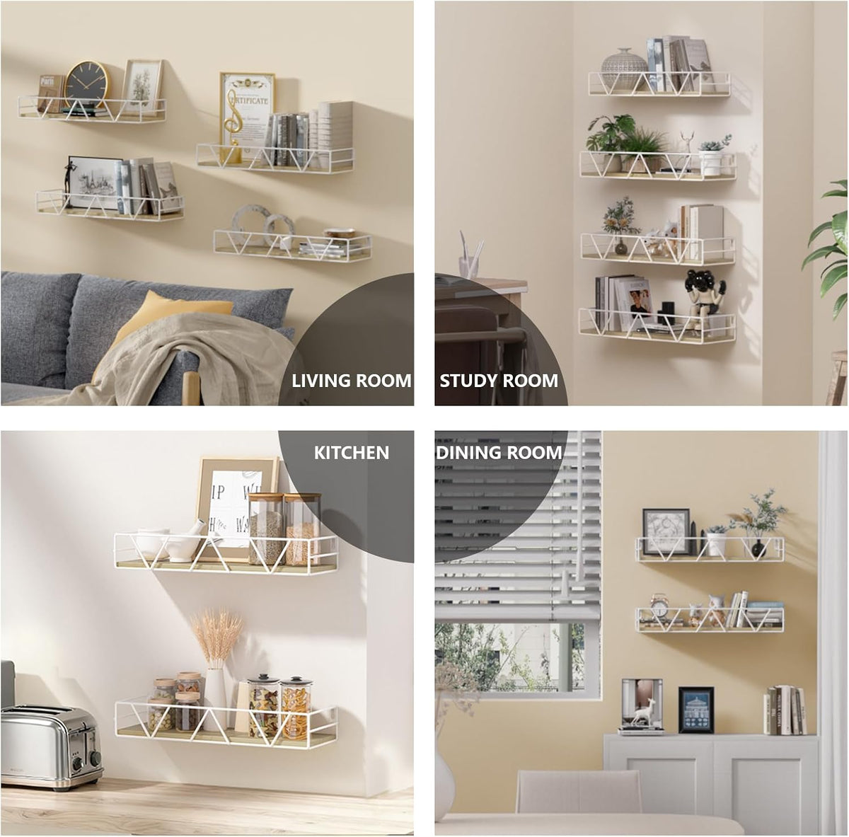 Floating Shelves Set of 3, Wood Wall Shelf, Farmhouse Shelf for Bedroom