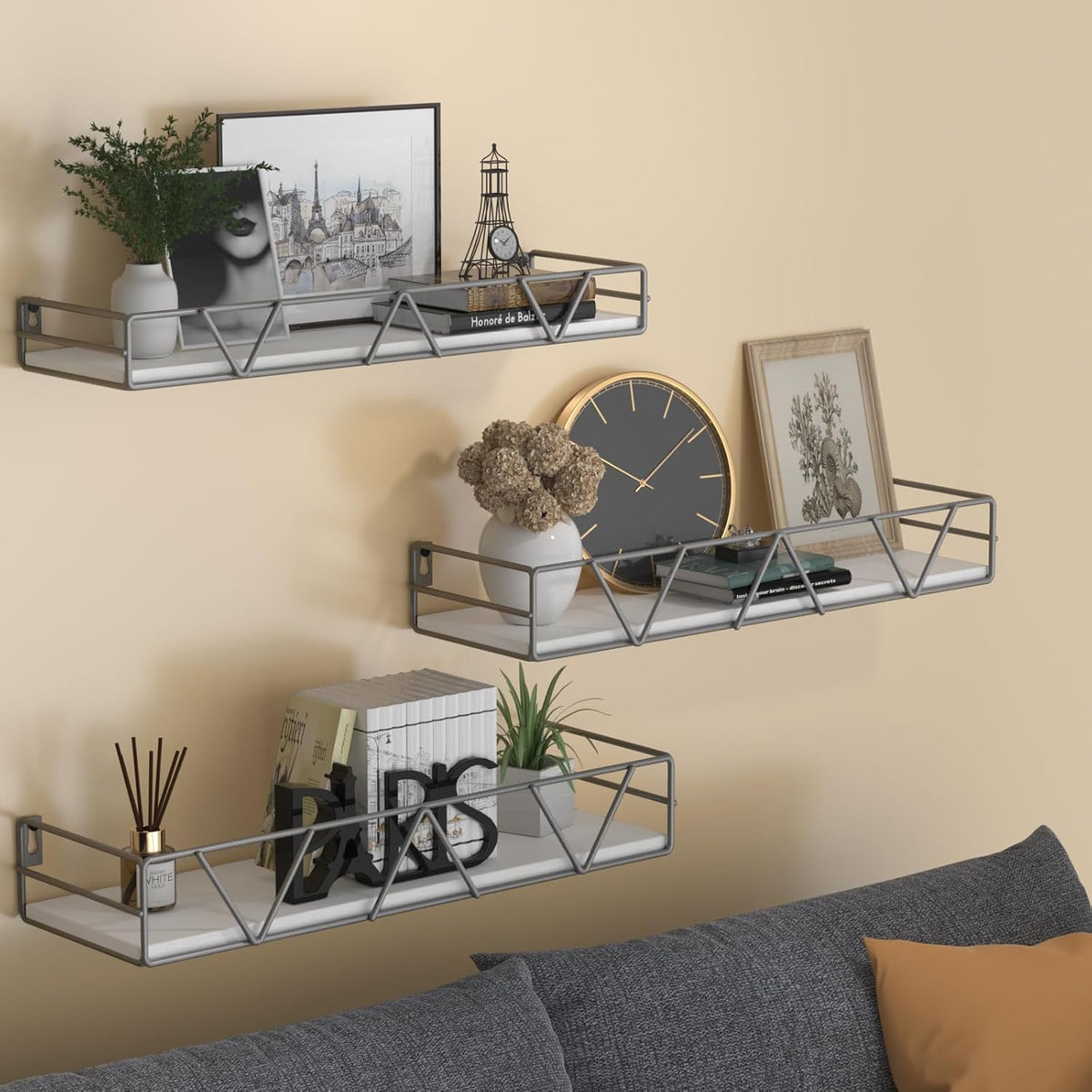 Floating Shelves Set of 3, Wood Wall Shelf, Farmhouse Shelf for Bedroom