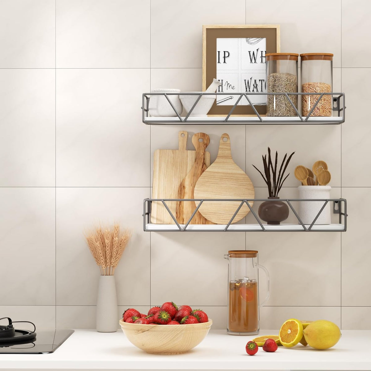 Floating Shelves Set of 3, Wood Wall Shelf, Farmhouse Shelf for Bedroom