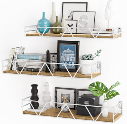 Floating Shelves Set of 3, Wood Wall Shelf, Farmhouse Shelf for Bedroom