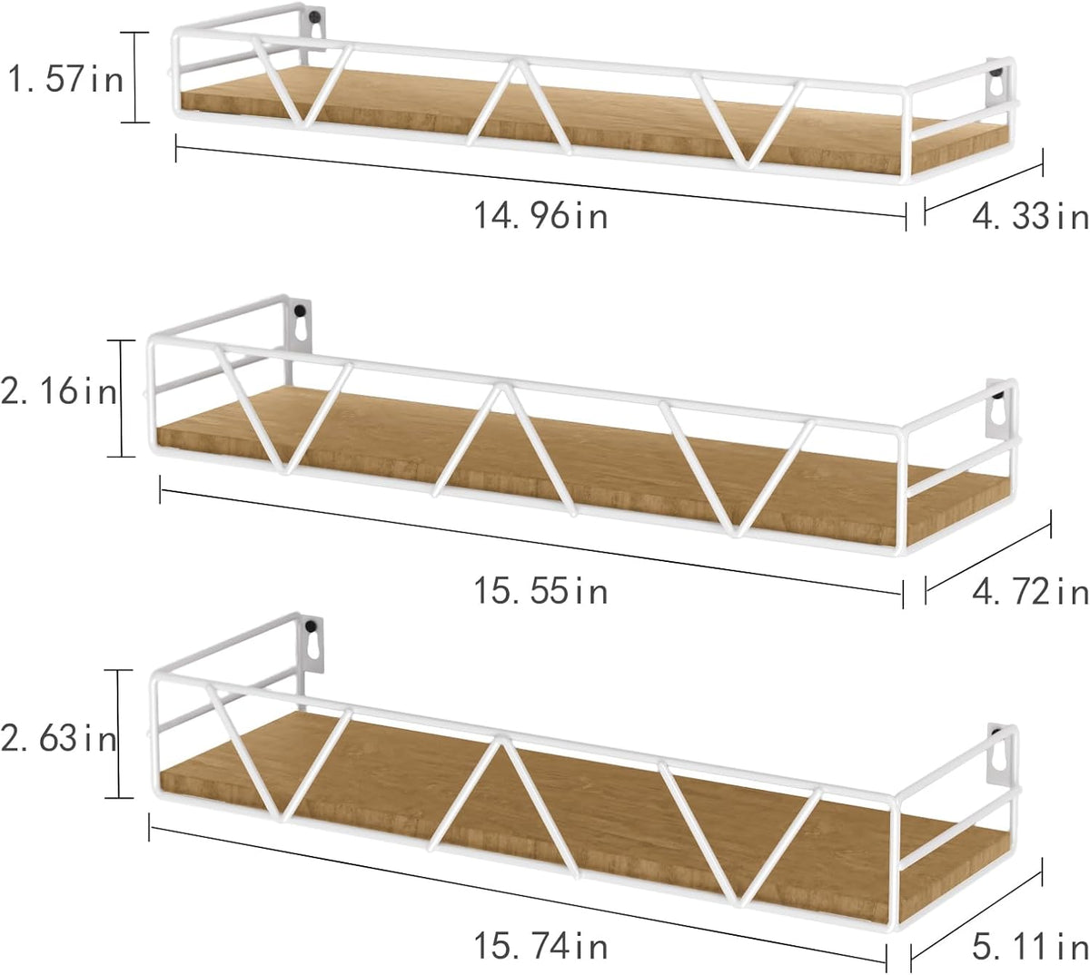 Floating Shelves Set of 3, Wood Wall Shelf, Farmhouse Shelf for Bedroom