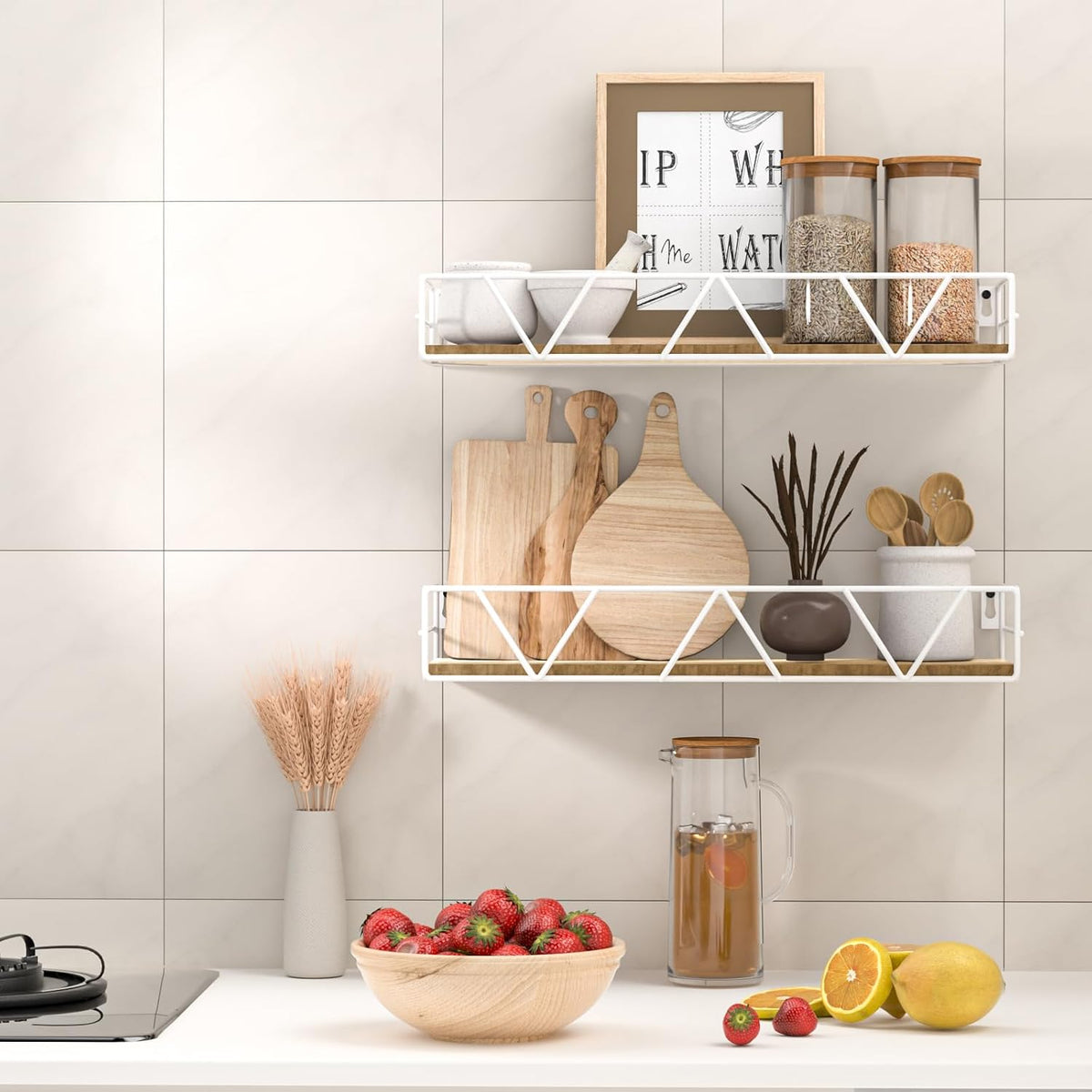 Floating Shelves Set of 3, Wood Wall Shelf, Farmhouse Shelf for Bedroom
