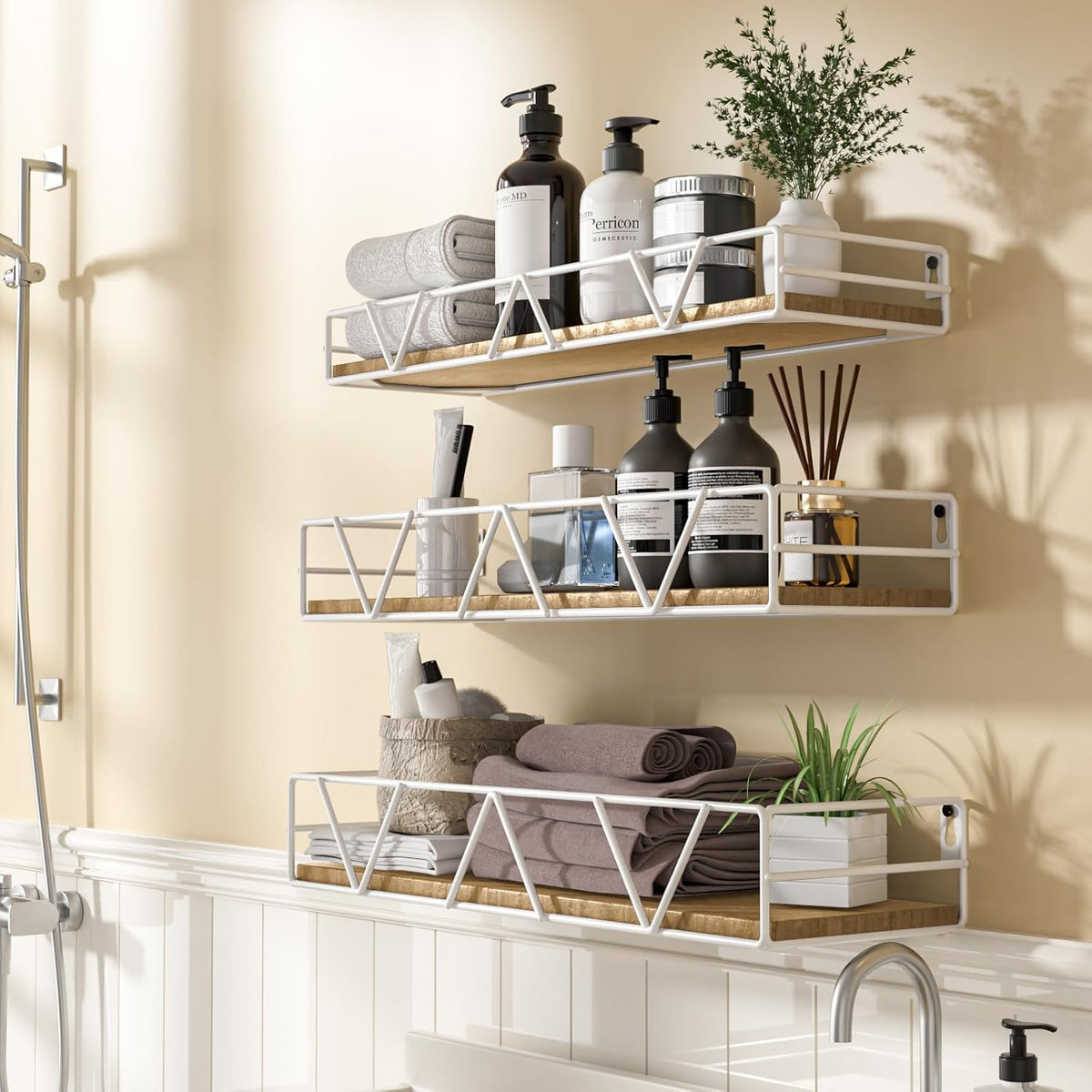 Floating Shelves Set of 3, Wood Wall Shelf, Farmhouse Shelf for Bedroom