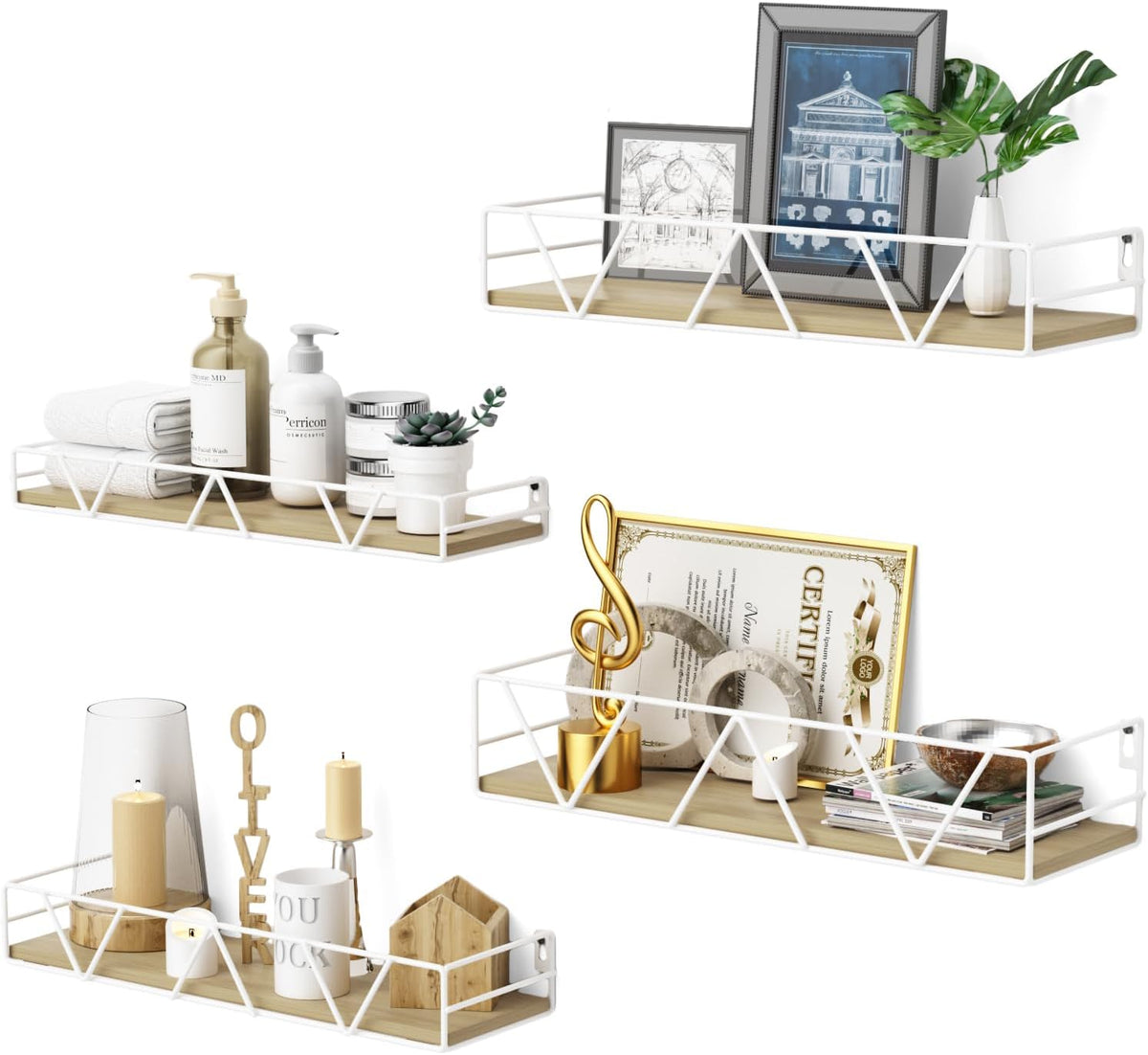 Floating Shelves Set of 3, Wood Wall Shelf, Farmhouse Shelf for Bedroom