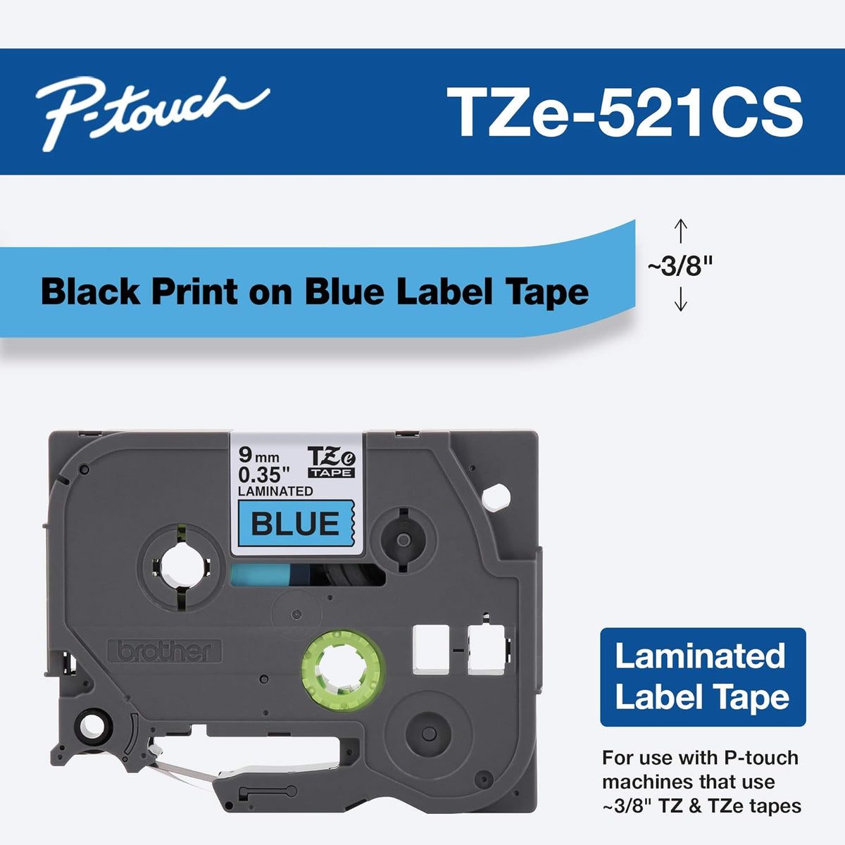 Genuine P-Touch TZE-131 Tape, 1/2" (0.47") Standard Laminated P-Touch Tape, Black on Clear, Perfect for Indoor or Outdoor Use, Water Resistant, 26.2 Feet (8M), Single-Pack, TZe131