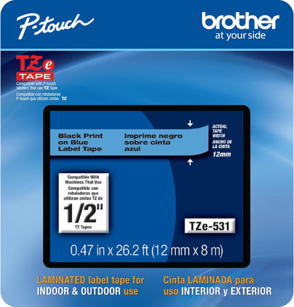 Genuine P-Touch TZE-131 Tape, 1/2" (0.47") Standard Laminated P-Touch Tape, Black on Clear, Perfect for Indoor or Outdoor Use, Water Resistant, 26.2 Feet (8M), Single-Pack, TZe131