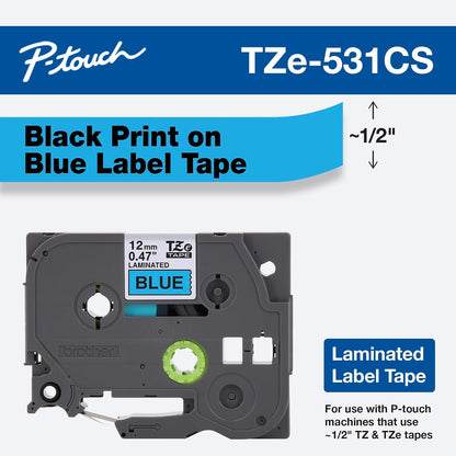 Genuine P-Touch TZE-131 Tape, 1/2" (0.47") Standard Laminated P-Touch Tape, Black on Clear, Perfect for Indoor or Outdoor Use, Water Resistant, 26.2 Feet (8M), Single-Pack, TZe131