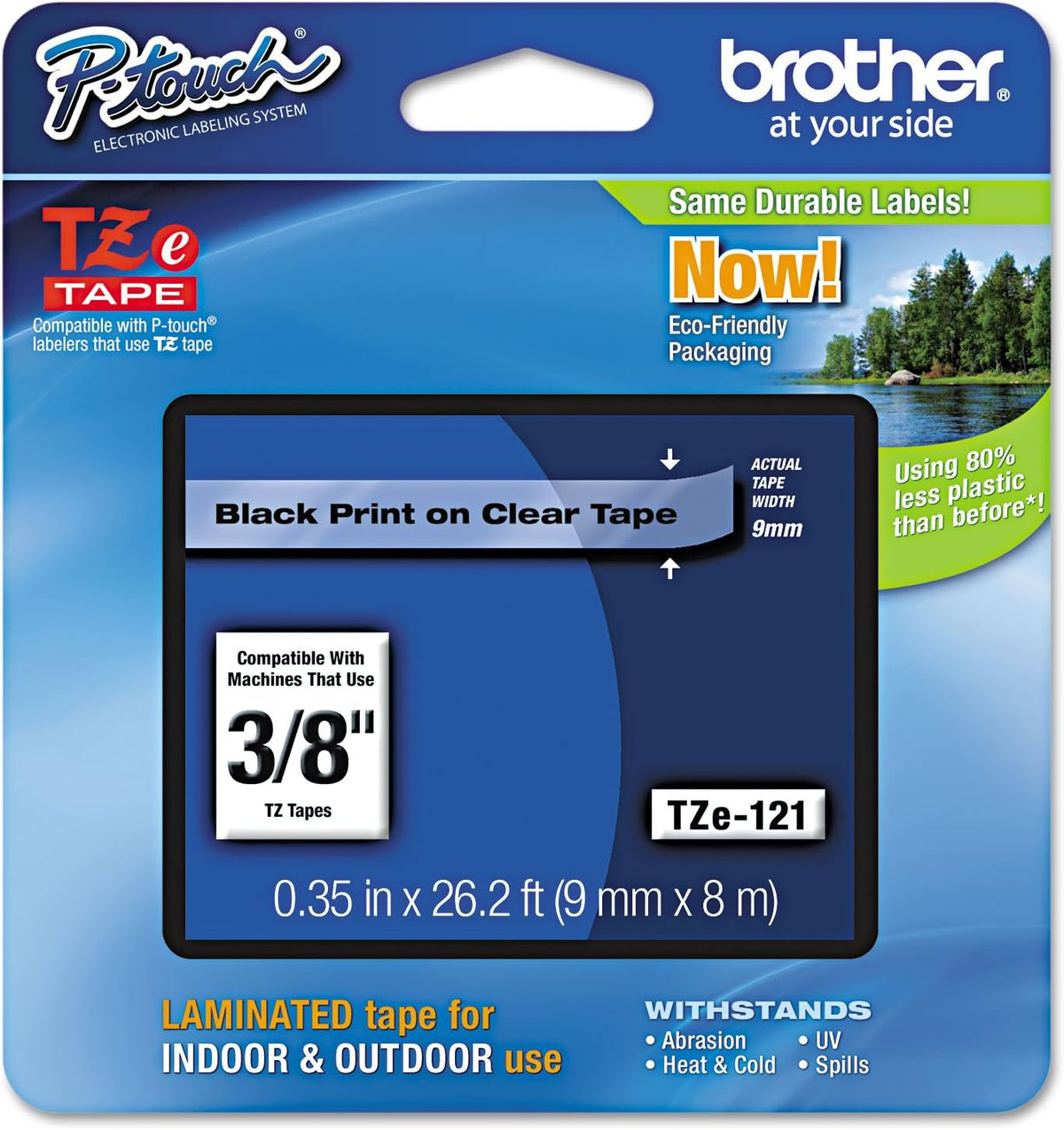 Genuine P-Touch TZE-131 Tape, 1/2" (0.47") Standard Laminated P-Touch Tape, Black on Clear, Perfect for Indoor or Outdoor Use, Water Resistant, 26.2 Feet (8M), Single-Pack, TZe131