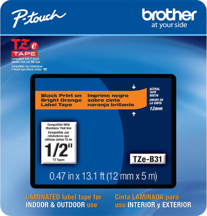 Genuine P-Touch TZE-131 Tape, 1/2" (0.47") Standard Laminated P-Touch Tape, Black on Clear, Perfect for Indoor or Outdoor Use, Water Resistant, 26.2 Feet (8M), Single-Pack, TZe131