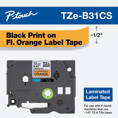 Genuine P-Touch TZE-131 Tape, 1/2" (0.47") Standard Laminated P-Touch Tape, Black on Clear, Perfect for Indoor or Outdoor Use, Water Resistant, 26.2 Feet (8M), Single-Pack, TZe131