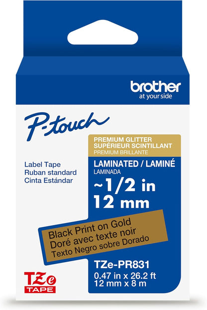 Genuine P-Touch TZE-131 Tape, 1/2" (0.47") Standard Laminated P-Touch Tape, Black on Clear, Perfect for Indoor or Outdoor Use, Water Resistant, 26.2 Feet (8M), Single-Pack, TZe131