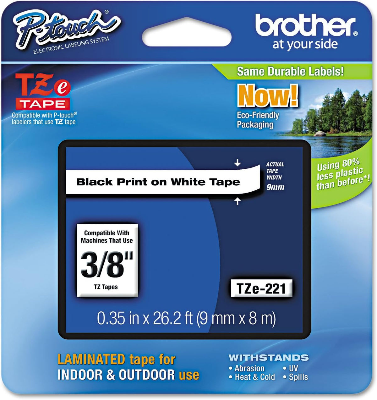 Genuine P-Touch TZE-131 Tape, 1/2" (0.47") Standard Laminated P-Touch Tape, Black on Clear, Perfect for Indoor or Outdoor Use, Water Resistant, 26.2 Feet (8M), Single-Pack, TZe131