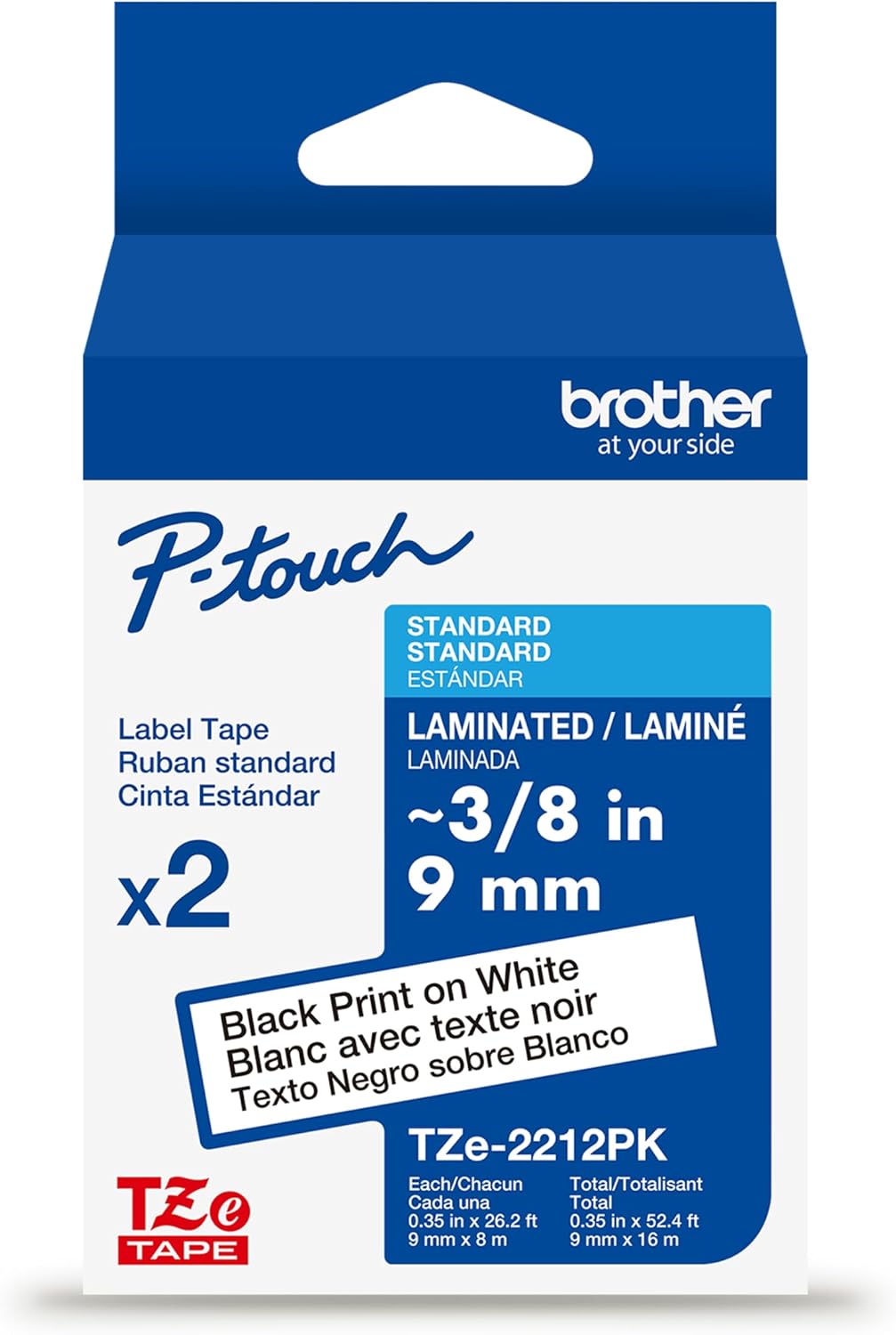 Genuine P-Touch TZE-131 Tape, 1/2" (0.47") Standard Laminated P-Touch Tape, Black on Clear, Perfect for Indoor or Outdoor Use, Water Resistant, 26.2 Feet (8M), Single-Pack, TZe131