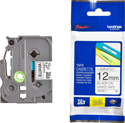Genuine P-Touch TZE-131 Tape, 1/2" (0.47") Standard Laminated P-Touch Tape, Black on Clear, Perfect for Indoor or Outdoor Use, Water Resistant, 26.2 Feet (8M), Single-Pack, TZe131