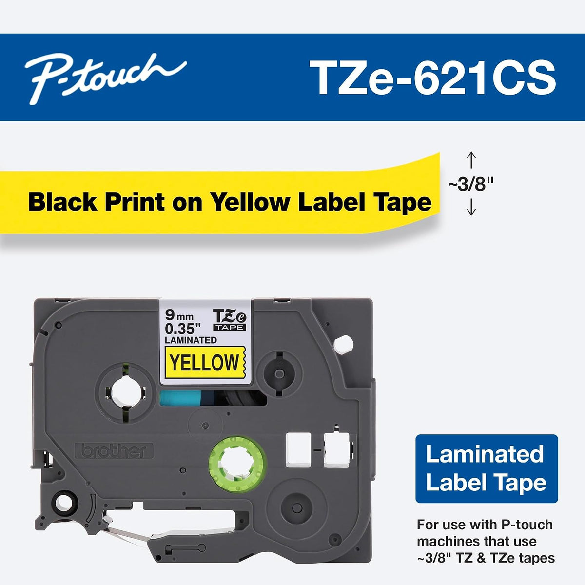 Genuine P-Touch TZE-131 Tape, 1/2" (0.47") Standard Laminated P-Touch Tape, Black on Clear, Perfect for Indoor or Outdoor Use, Water Resistant, 26.2 Feet (8M), Single-Pack, TZe131