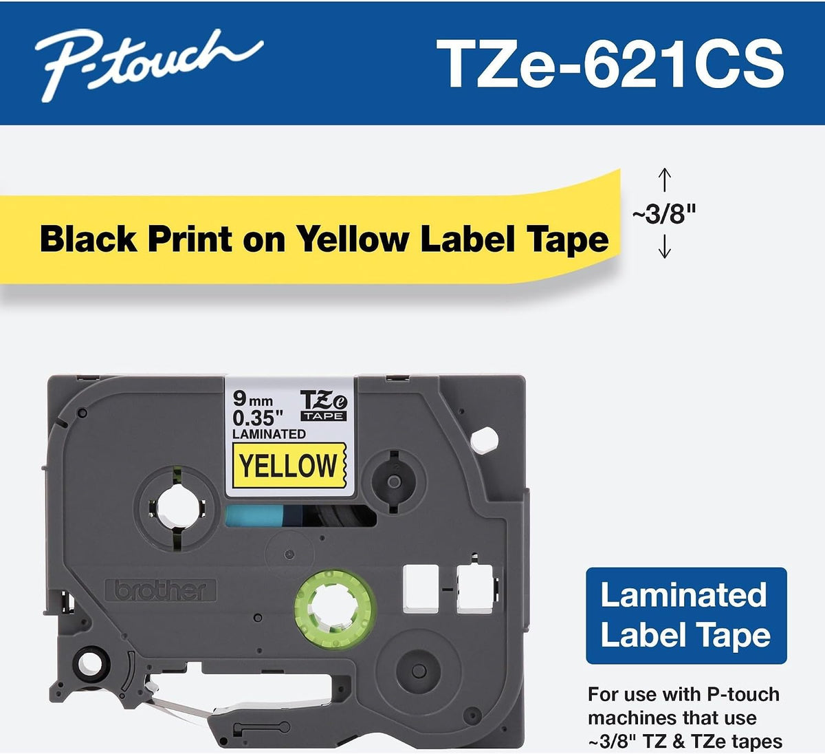 Genuine P-Touch TZE-131 Tape, 1/2" (0.47") Standard Laminated P-Touch Tape, Black on Clear, Perfect for Indoor or Outdoor Use, Water Resistant, 26.2 Feet (8M), Single-Pack, TZe131