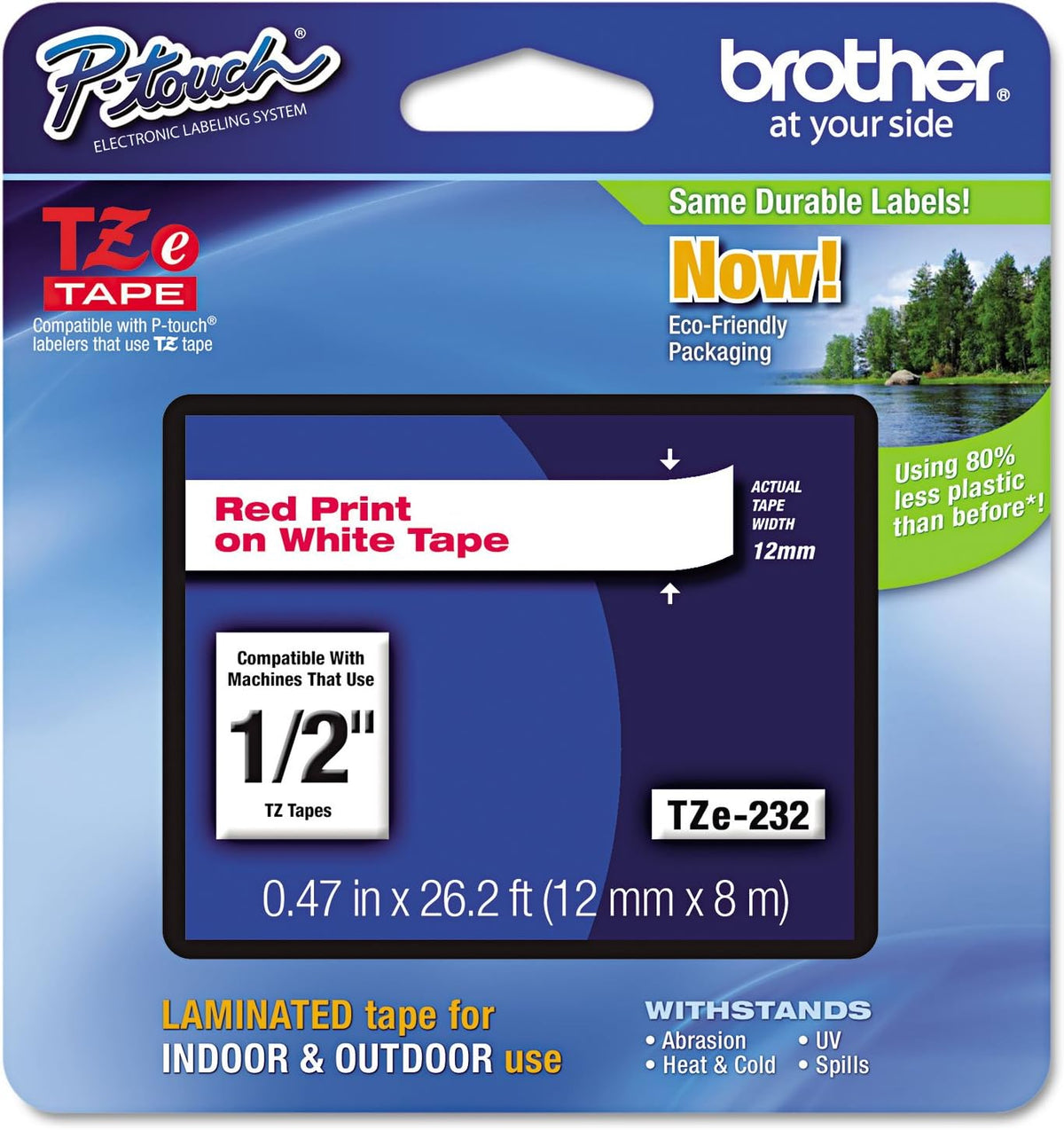 Genuine P-Touch TZE-131 Tape, 1/2" (0.47") Standard Laminated P-Touch Tape, Black on Clear, Perfect for Indoor or Outdoor Use, Water Resistant, 26.2 Feet (8M), Single-Pack, TZe131