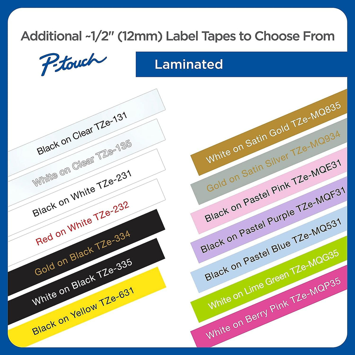Genuine P-Touch TZE-131 Tape, 1/2" (0.47") Standard Laminated P-Touch Tape, Black on Clear, Perfect for Indoor or Outdoor Use, Water Resistant, 26.2 Feet (8M), Single-Pack, TZe131