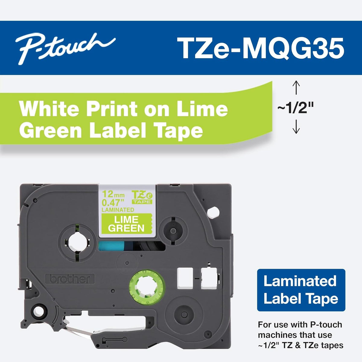 Genuine P-Touch TZE-131 Tape, 1/2" (0.47") Standard Laminated P-Touch Tape, Black on Clear, Perfect for Indoor or Outdoor Use, Water Resistant, 26.2 Feet (8M), Single-Pack, TZe131