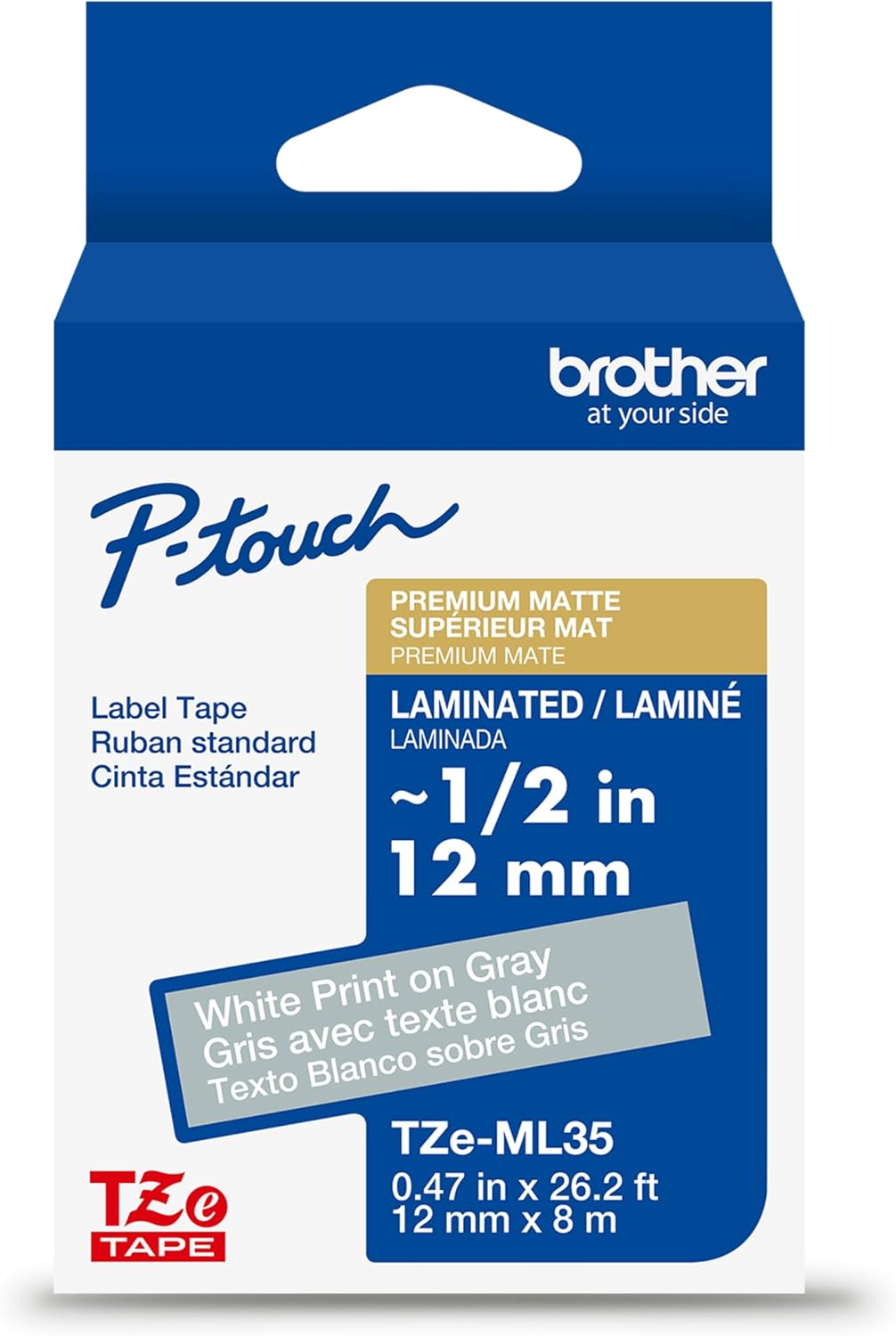 Genuine P-Touch TZE-131 Tape, 1/2" (0.47") Standard Laminated P-Touch Tape, Black on Clear, Perfect for Indoor or Outdoor Use, Water Resistant, 26.2 Feet (8M), Single-Pack, TZe131