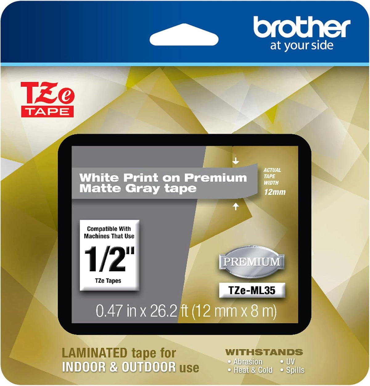 Genuine P-Touch TZE-131 Tape, 1/2" (0.47") Standard Laminated P-Touch Tape, Black on Clear, Perfect for Indoor or Outdoor Use, Water Resistant, 26.2 Feet (8M), Single-Pack, TZe131