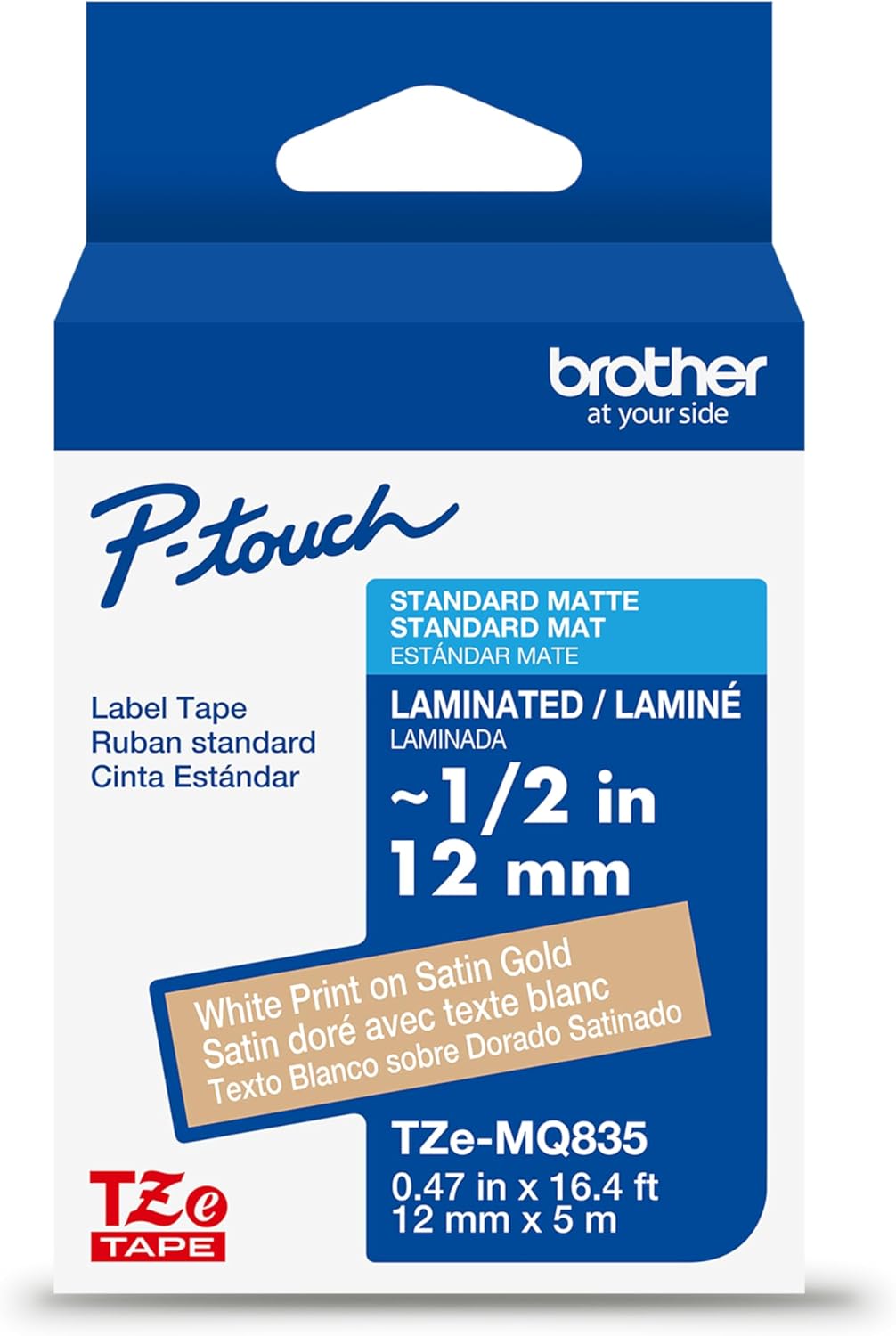 Genuine P-Touch TZE-131 Tape, 1/2" (0.47") Standard Laminated P-Touch Tape, Black on Clear, Perfect for Indoor or Outdoor Use, Water Resistant, 26.2 Feet (8M), Single-Pack, TZe131