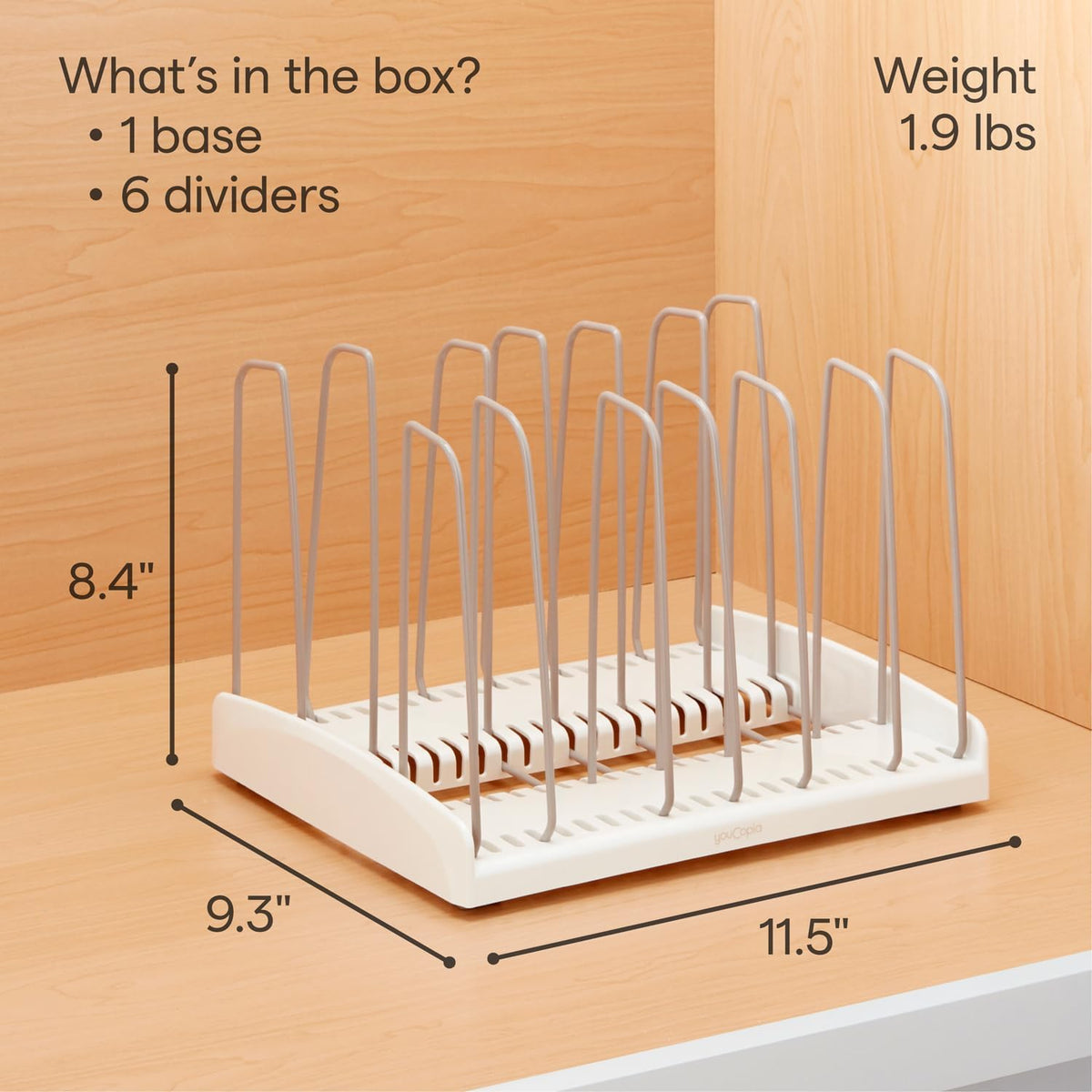 StoreMore Expandable Cookware Rack with Tall Steel Wires, 12.5"-22" Wide Adjustable Pan Organizer for Kitchen Cabinet Storage, Premium Edition