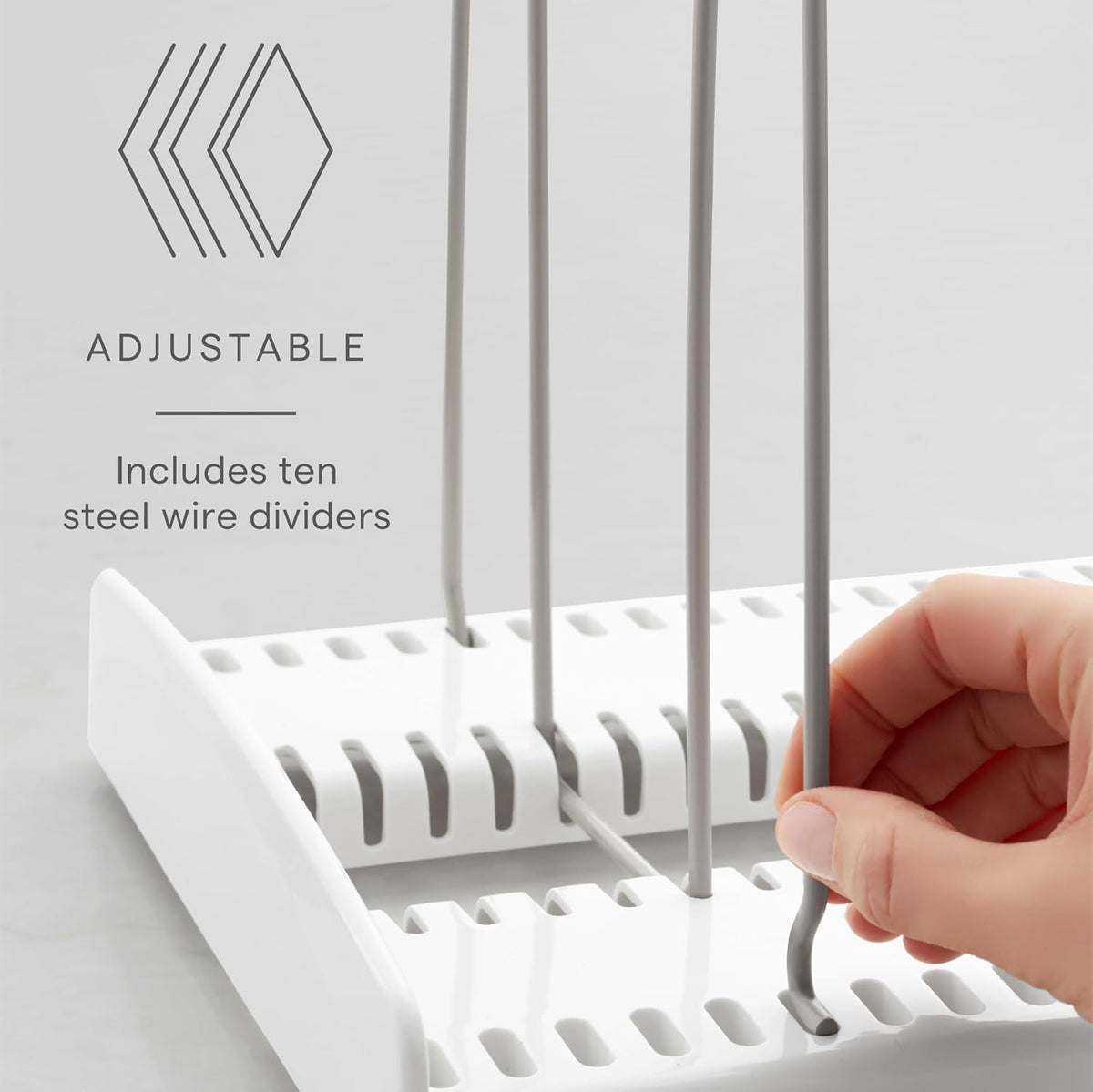 StoreMore Expandable Cookware Rack with Tall Steel Wires, 12.5"-22" Wide Adjustable Pan Organizer for Kitchen Cabinet Storage, Premium Edition