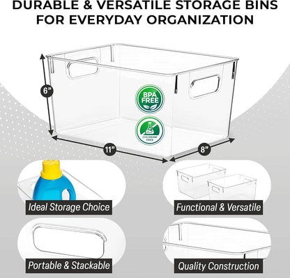 Clear Plastic Storage Bins – Pantry Organizers & Storage Containers, Cabinet Organizer - Home Organization Must Haves for Kitchen, Laundry Room, Office, Closet, Garage & Freezer