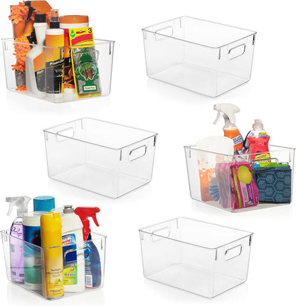 Clear Plastic Storage Bins – Pantry Organizers & Storage Containers, Cabinet Organizer - Home Organization Must Haves for Kitchen, Laundry Room, Office, Closet, Garage & Freezer