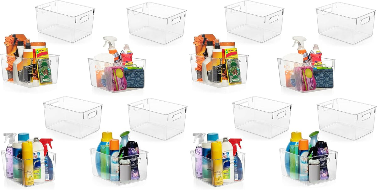 Clear Plastic Storage Bins – Pantry Organizers & Storage Containers, Cabinet Organizer - Home Organization Must Haves for Kitchen, Laundry Room, Office, Closet, Garage & Freezer