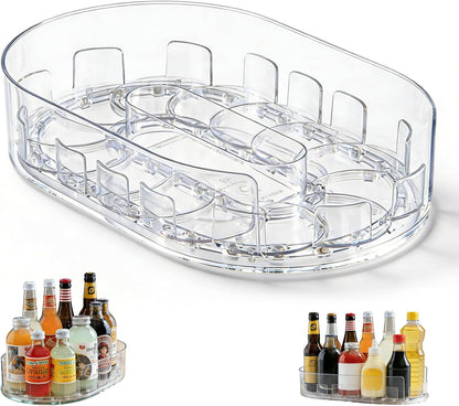 360° Rotating Fridge Lazy Susan Organizer, 13''x8.5'' Clear Lazy Susan for Refrigerator, Multi-Use Fridge Drink Organizer for Pantry Cabinet Countertop Table Storage