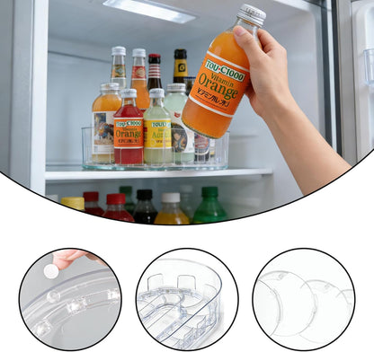 360° Rotating Fridge Lazy Susan Organizer, 13''x8.5'' Clear Lazy Susan for Refrigerator, Multi-Use Fridge Drink Organizer for Pantry Cabinet Countertop Table Storage