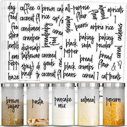 Kitchen Pantry Labels for Food Containers, 168PCS Food Label Stickers for Kitchen Pantry Storage, Jar Labels Bin Labels Food Storage Organization Stickers, Black