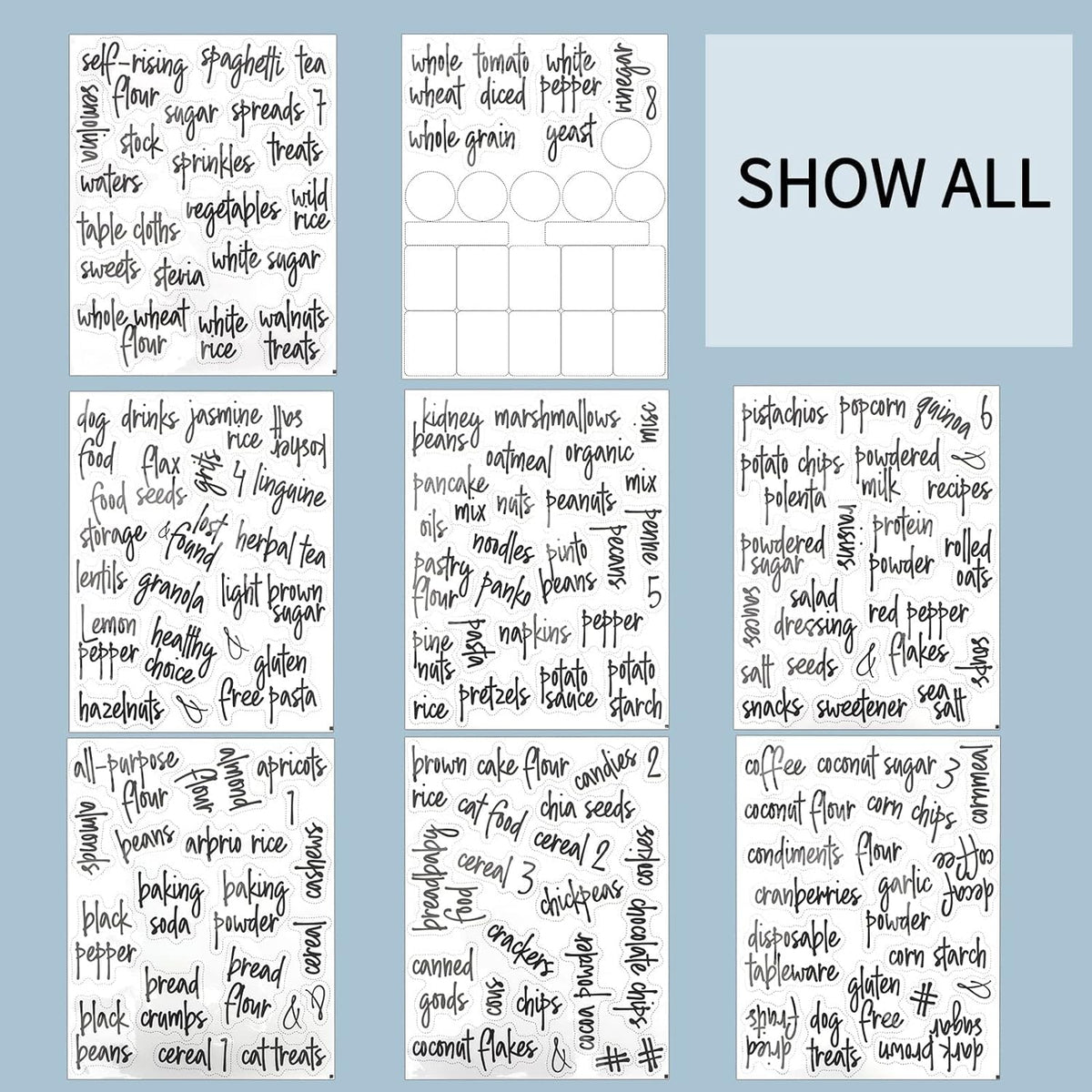 Kitchen Pantry Labels for Food Containers, 168PCS Food Label Stickers for Kitchen Pantry Storage, Jar Labels Bin Labels Food Storage Organization Stickers, Black