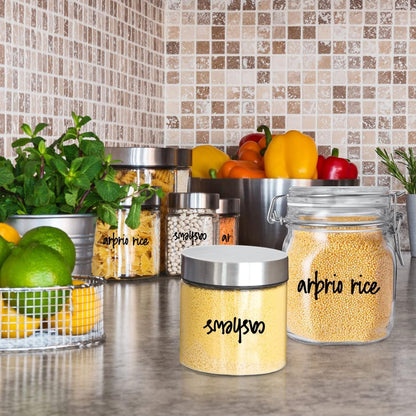 Kitchen Pantry Labels for Food Containers, 168PCS Food Label Stickers for Kitchen Pantry Storage, Jar Labels Bin Labels Food Storage Organization Stickers, Black