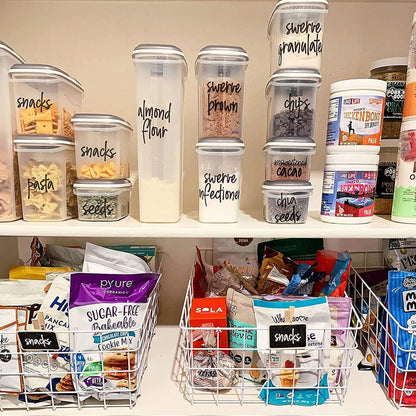 Kitchen Pantry Labels for Food Containers, 168PCS Food Label Stickers for Kitchen Pantry Storage, Jar Labels Bin Labels Food Storage Organization Stickers, Black