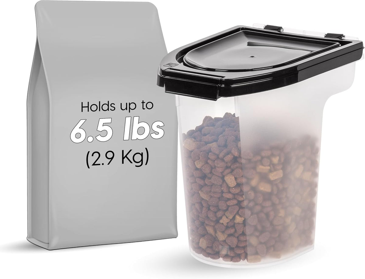 Dog Food Storage Container, Up to 6.5 lbs, Black, Made in USA | Airtight Seal, BPA-Free, Best for Bird Seed, Cat food, Cat Litter, Chicken Feed
