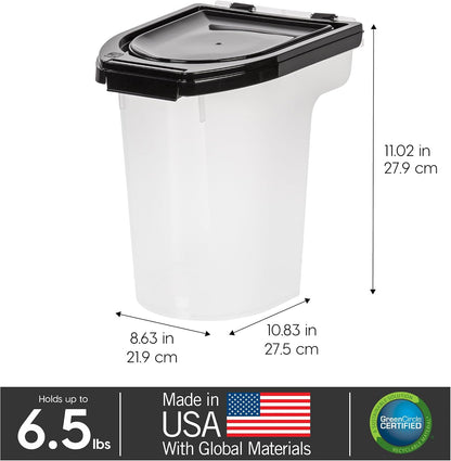 Dog Food Storage Container, Up to 6.5 lbs, Black, Made in USA | Airtight Seal, BPA-Free, Best for Bird Seed, Cat food, Cat Litter, Chicken Feed