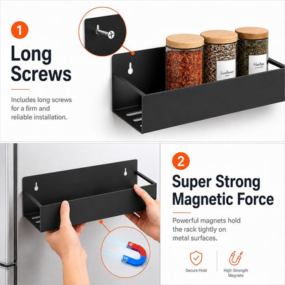 6 Pack Metal Magnetic Spice Rack for fridge, Heavy Duty