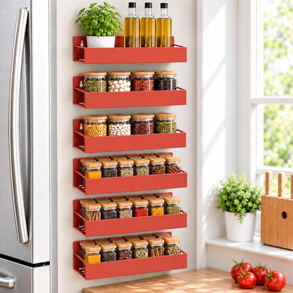 6 Pack Metal Magnetic Spice Rack for fridge, Heavy Duty