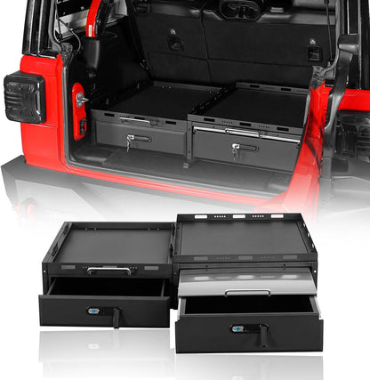 JK JL Trunk Cargo Storage Drawer System & Fridge Slide Mount & Cooking Platform for 2007-2026 Jeep Wrangler JK JL Unlimited 4-Door