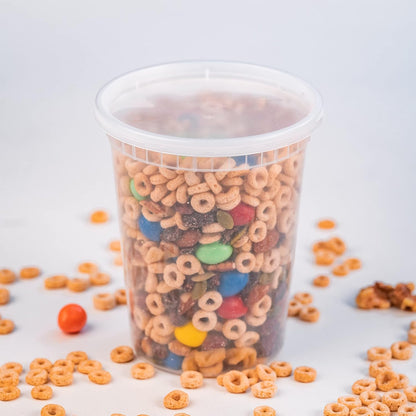 [32 OZ, 20 Sets] Plastic Deli Food Storage Containers with Airtight Lids | Microwave-, Freezer-, Dishwasher-Safe | BPA Free | Heavy-Duty | Meal Prep | Leakproof | Recyclable
