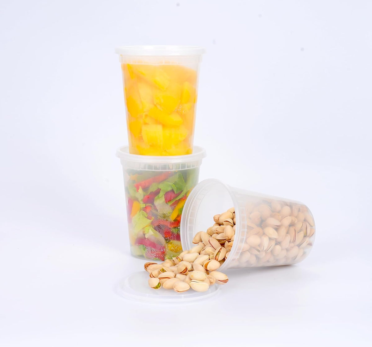 [32 OZ, 20 Sets] Plastic Deli Food Storage Containers with Airtight Lids | Microwave-, Freezer-, Dishwasher-Safe | BPA Free | Heavy-Duty | Meal Prep | Leakproof | Recyclable
